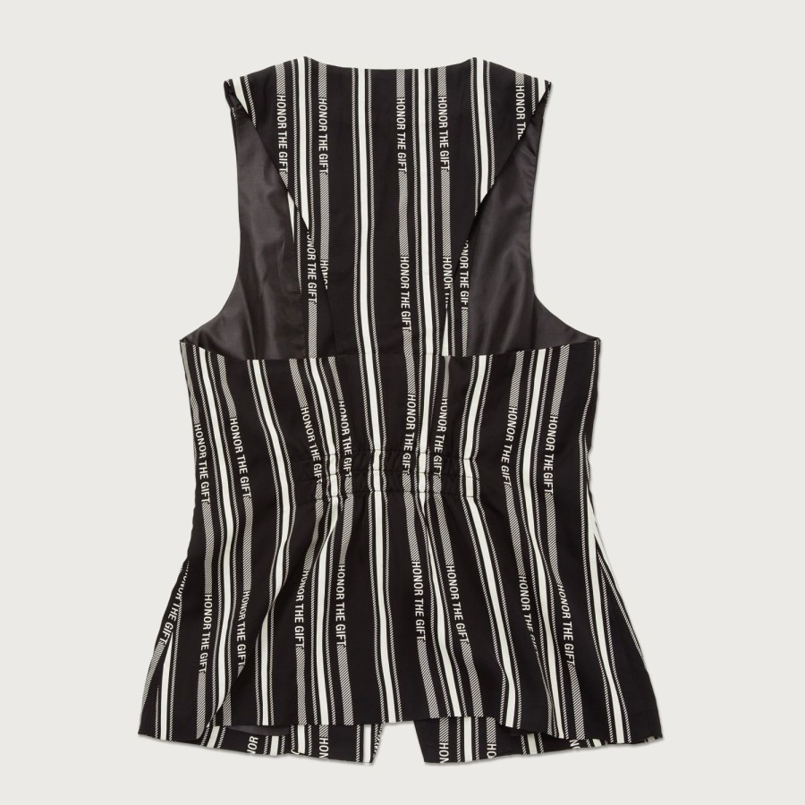 Honor The Gift | Womens Satin Vest - Black Stripe