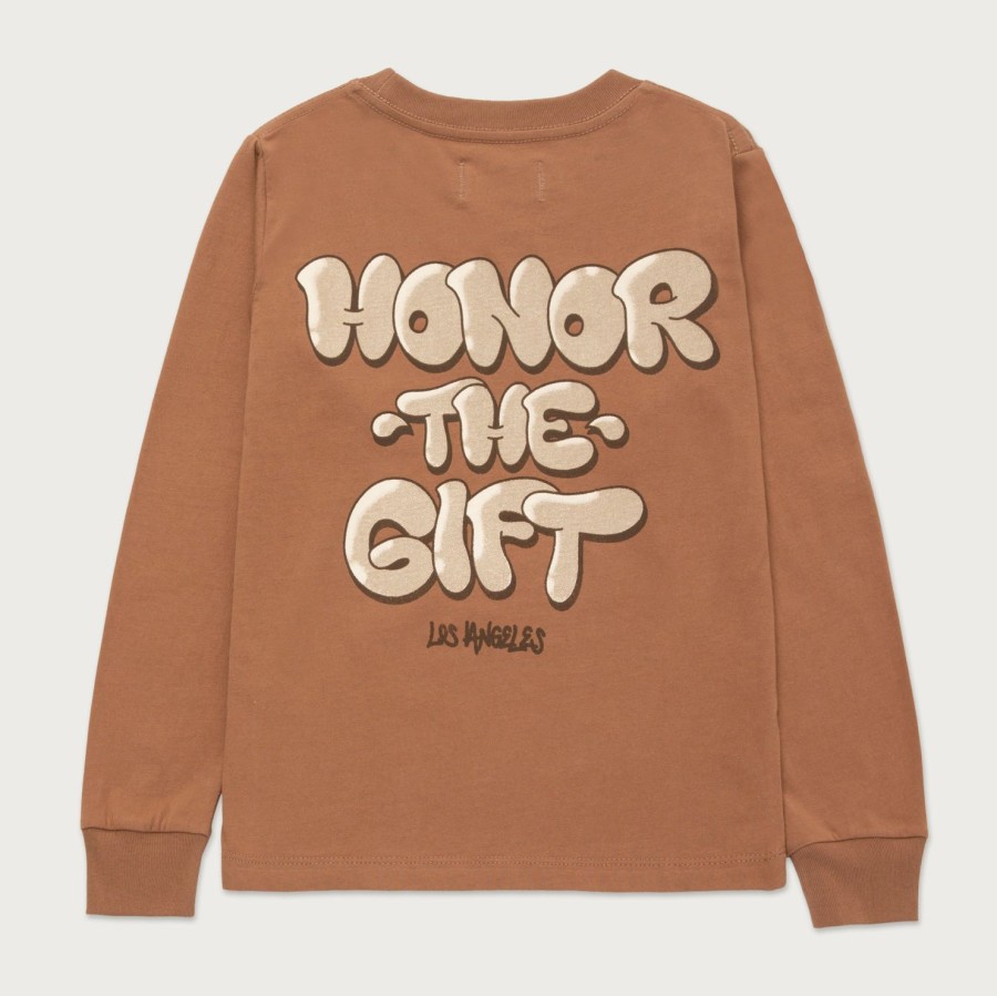 Honor The Gift | Kids Script L/S T-Shirt - Brown