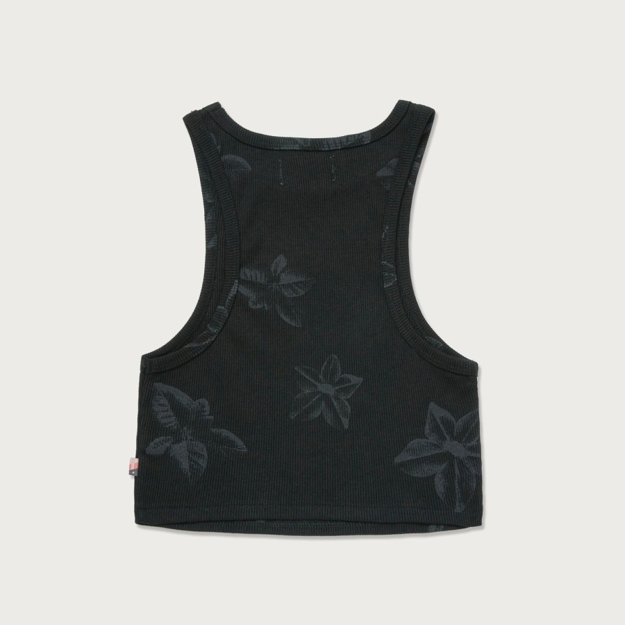 Honor The Gift | Womens Floral Ribbed Tank - Black