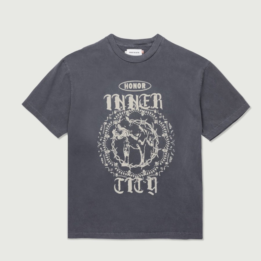 Honor The Gift | Barbed Wire Pitbull T-Shirt - Dark Grey