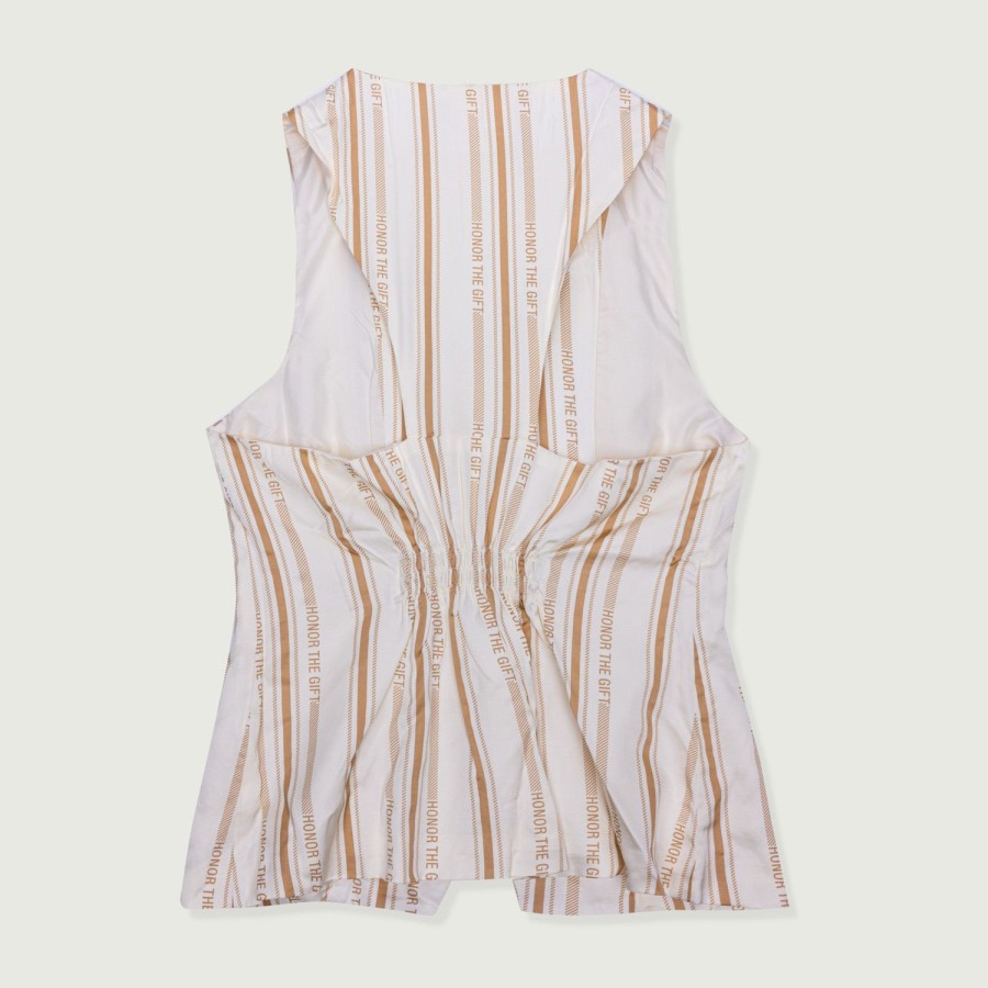 Honor The Gift | Womens Satin Vest - Bone Stripe