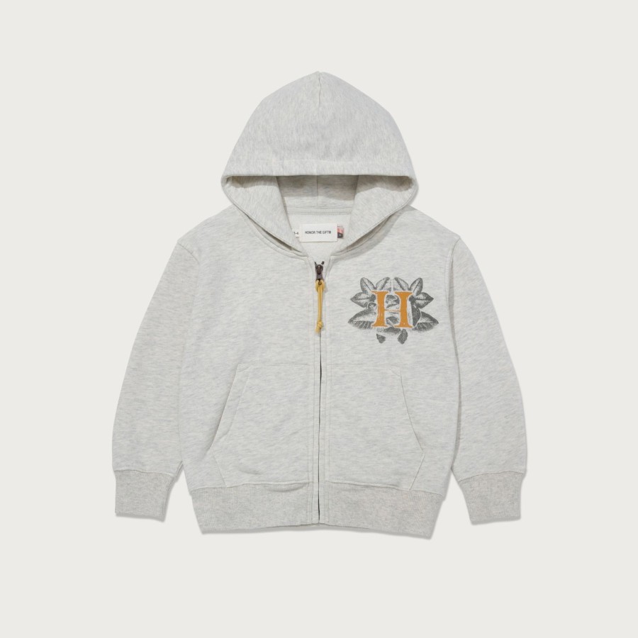 Honor The Gift | Kids Blooming Flower Full Zip Hoodie - Ath Heather