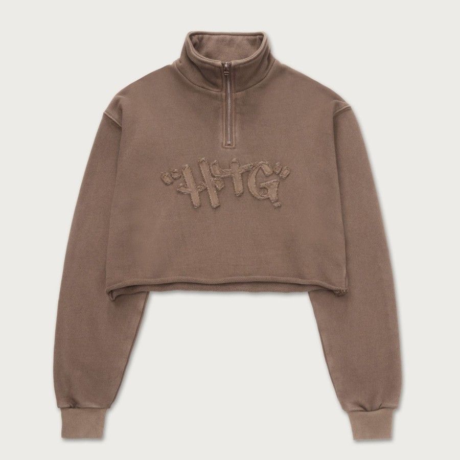 Honor The Gift | Womens Cropped Quarter Zip - Lt. Brown