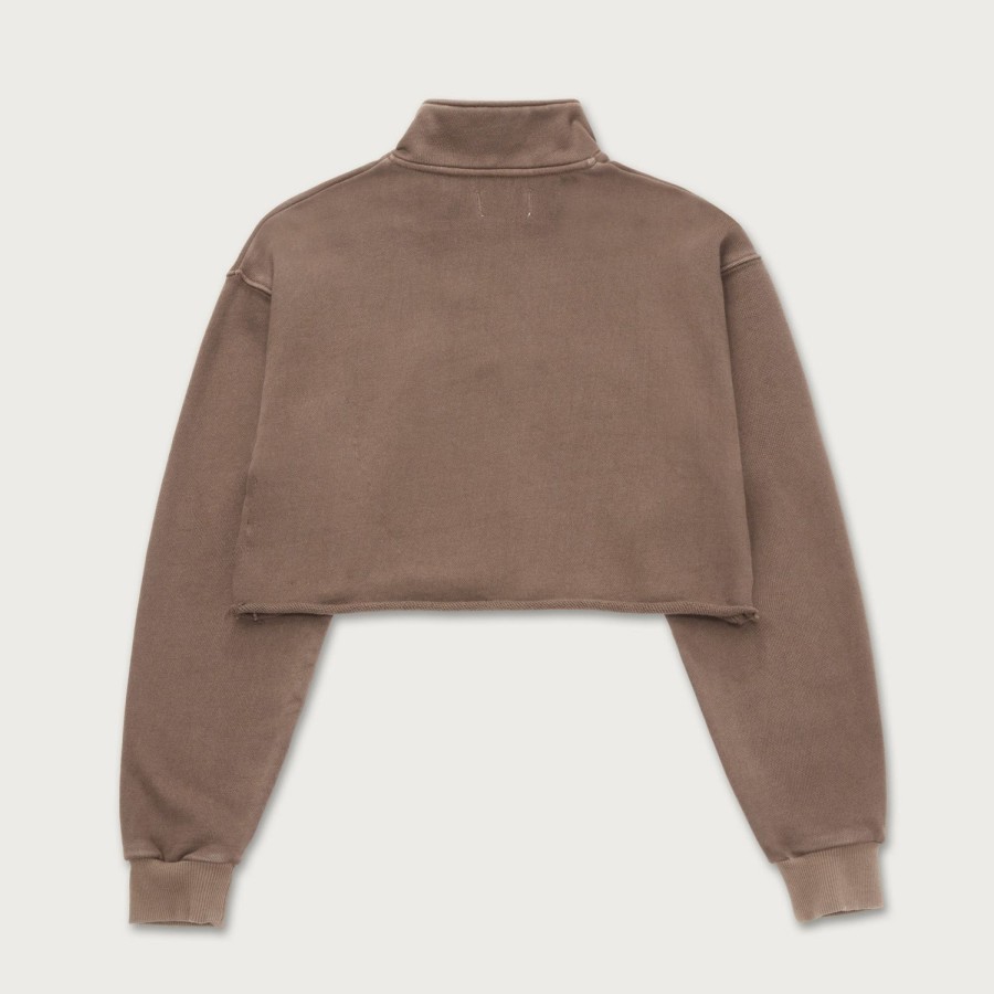 Honor The Gift | Womens Cropped Quarter Zip - Lt. Brown