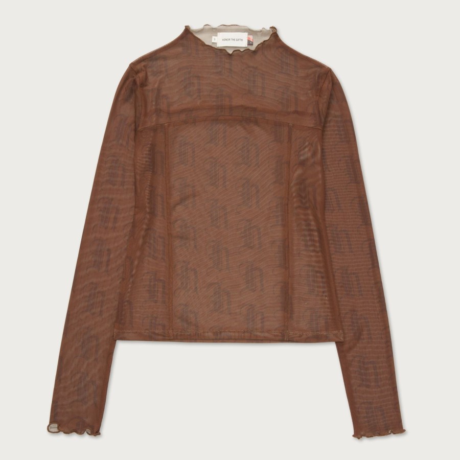 Honor The Gift | Womens L/S Mesh Top - Brown