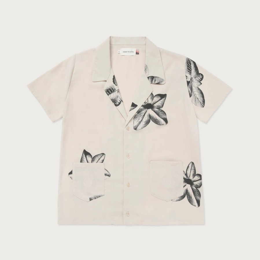 Honor The Gift | Womens Floral Camp S/S Button Up - Cream