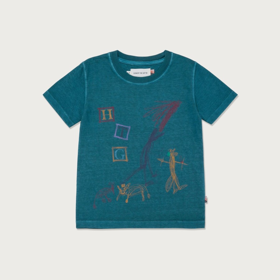 Honor The Gift | Kids T-Rex T-Shirt - Teal