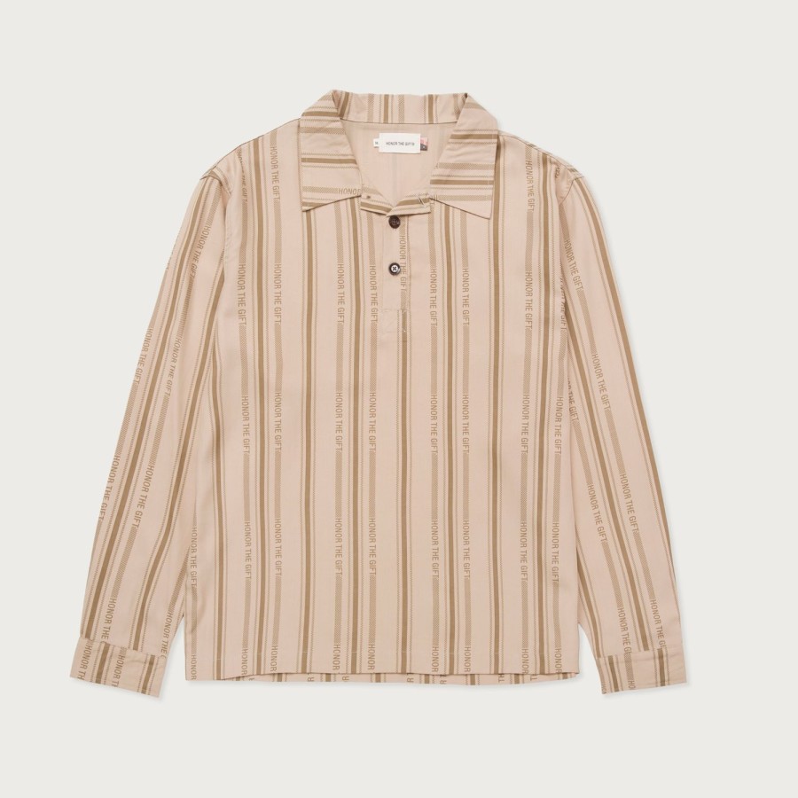 Honor The Gift | Honor Stripe L/S Henley - Tan