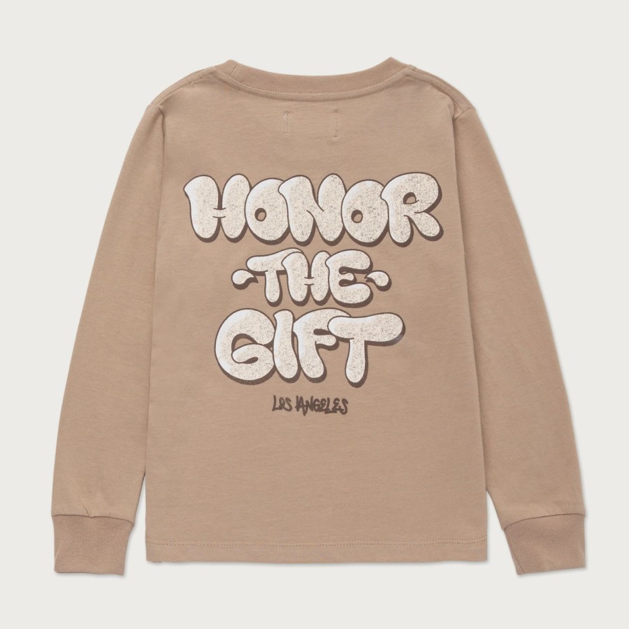 Honor The Gift | Kids Script L/S T-Shirt - Clay