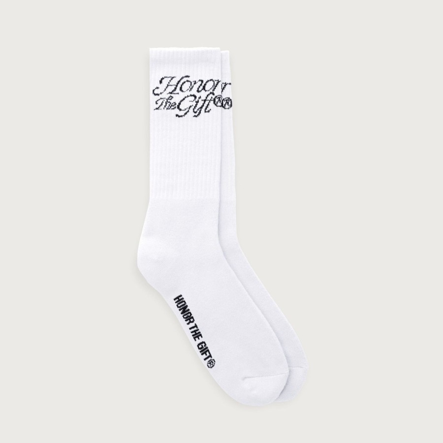 Honor The Gift | Htg® Script Sock - White