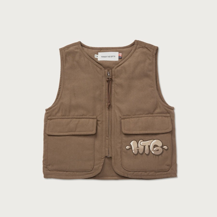 Honor The Gift | Kids Nylon Bubble Vest - Lt. Brown