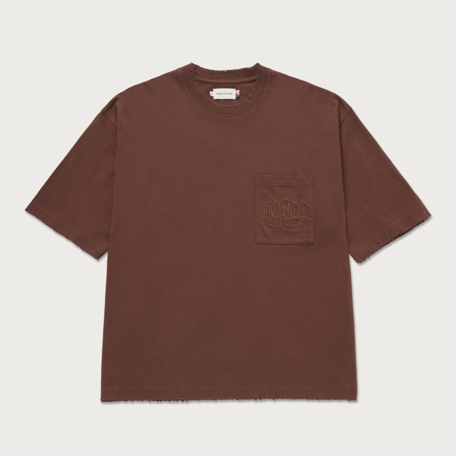 Honor The Gift | Embroidered Pocket T-Shirt - Brown