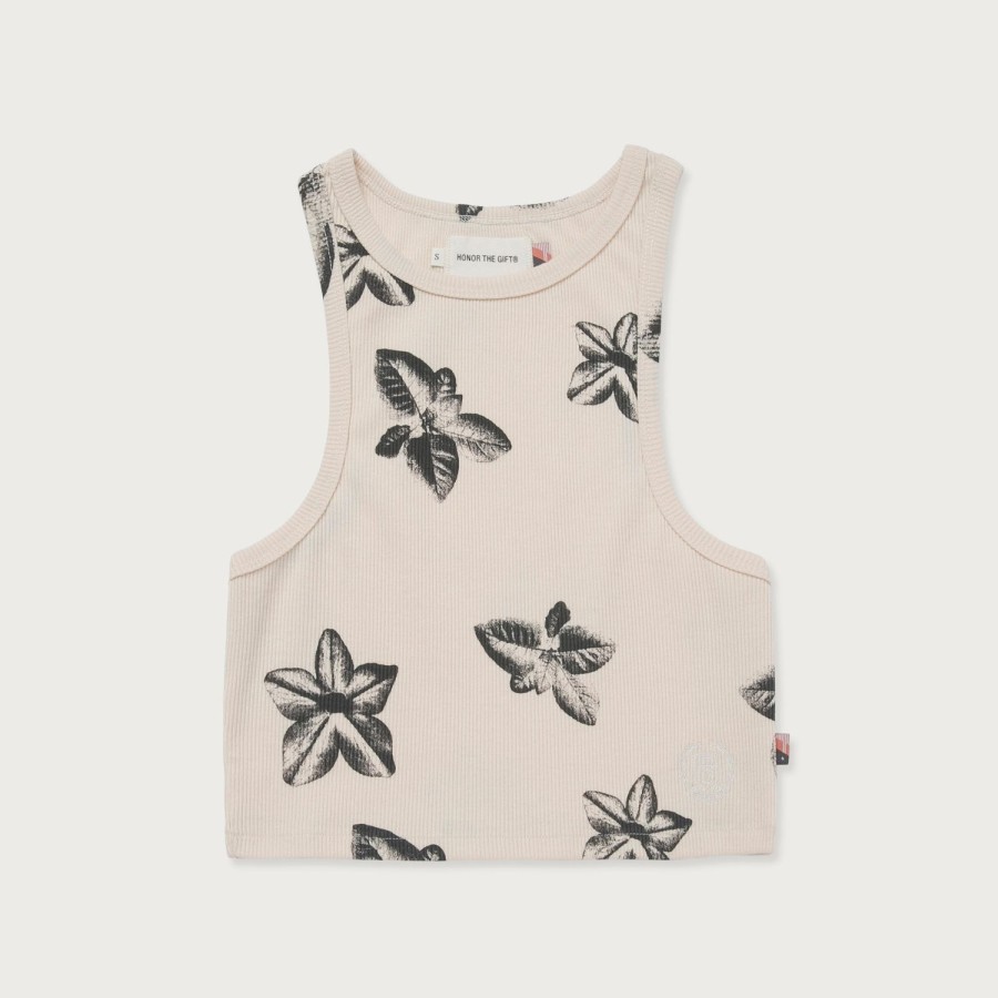 Honor The Gift | Womens Floral Ribbed Tank - Cream