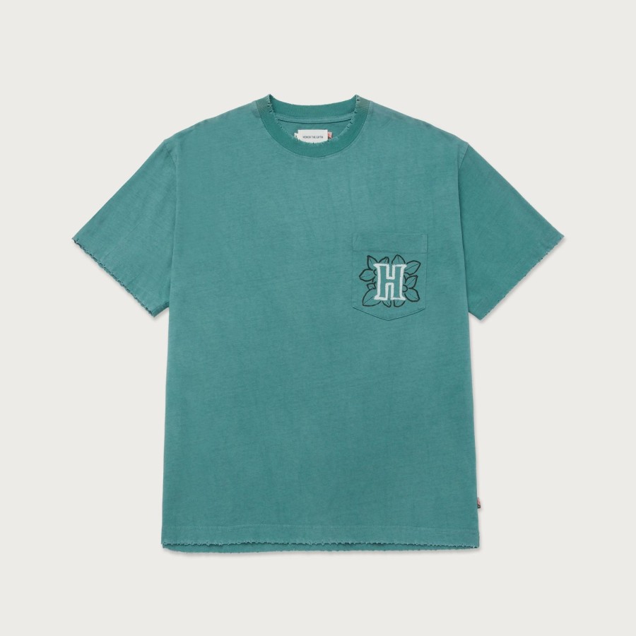 Honor The Gift | Floral Pocket T-Shirt - Teal