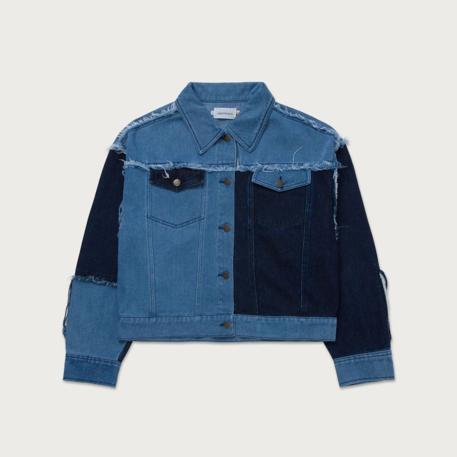 Honor The Gift | Womens Patch Work Denim Jacket - Indigo