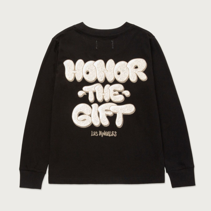 Honor The Gift | Kids Script L/S T-Shirt - Black