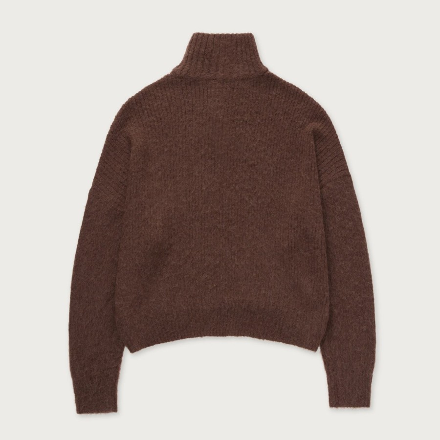 Honor The Gift | Womens Oversize Knit Quarter Zip - Brown