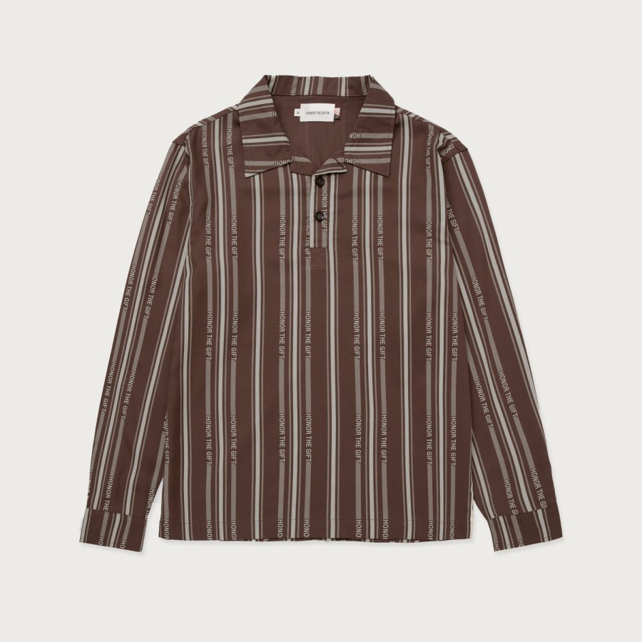 Honor The Gift | Honor Stripe L/S Henley - Brown