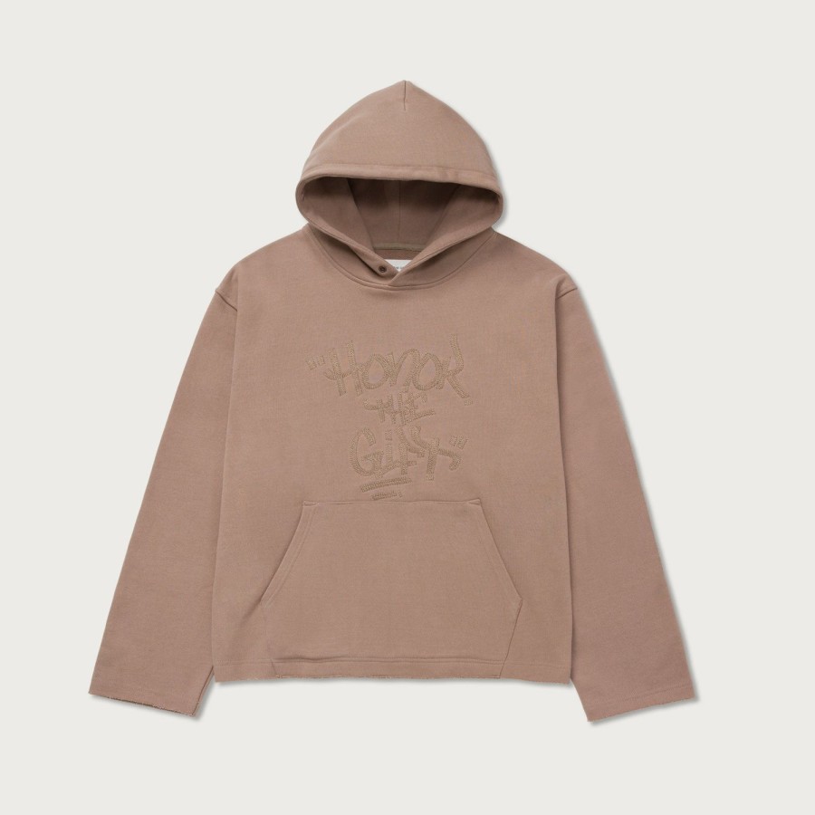 Honor The Gift | Script Embroidered Hoodie - Lt. Brown