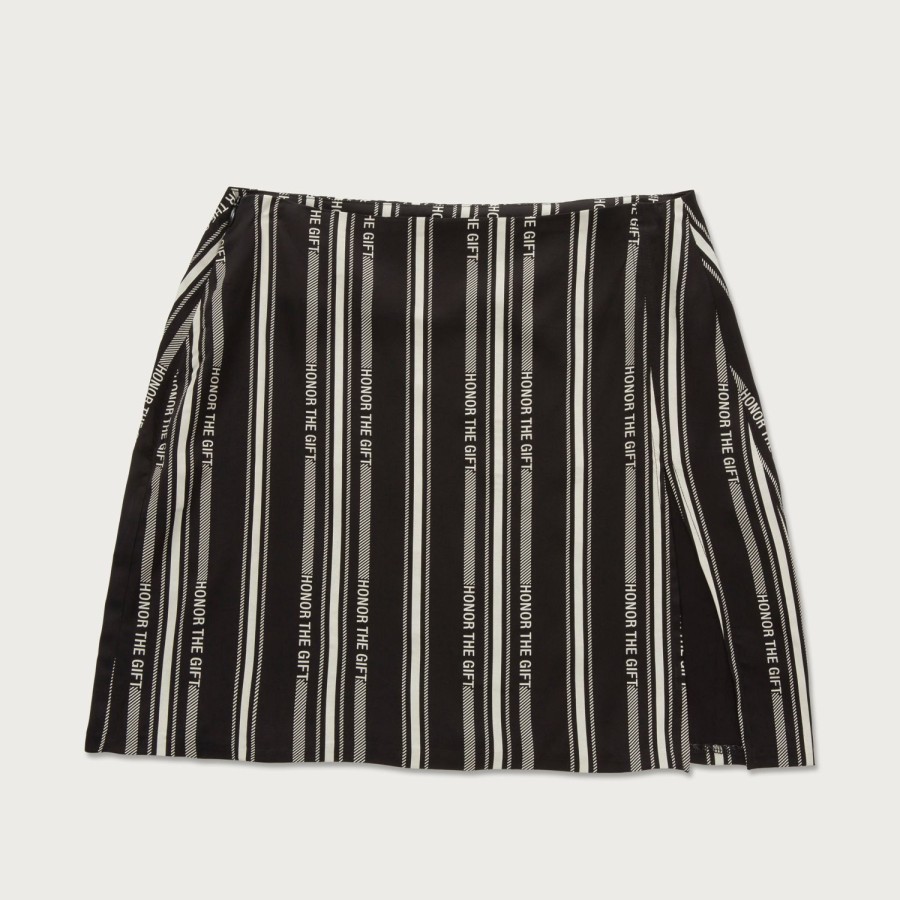 Honor The Gift | Womens Satin Skirt - Black Stripe