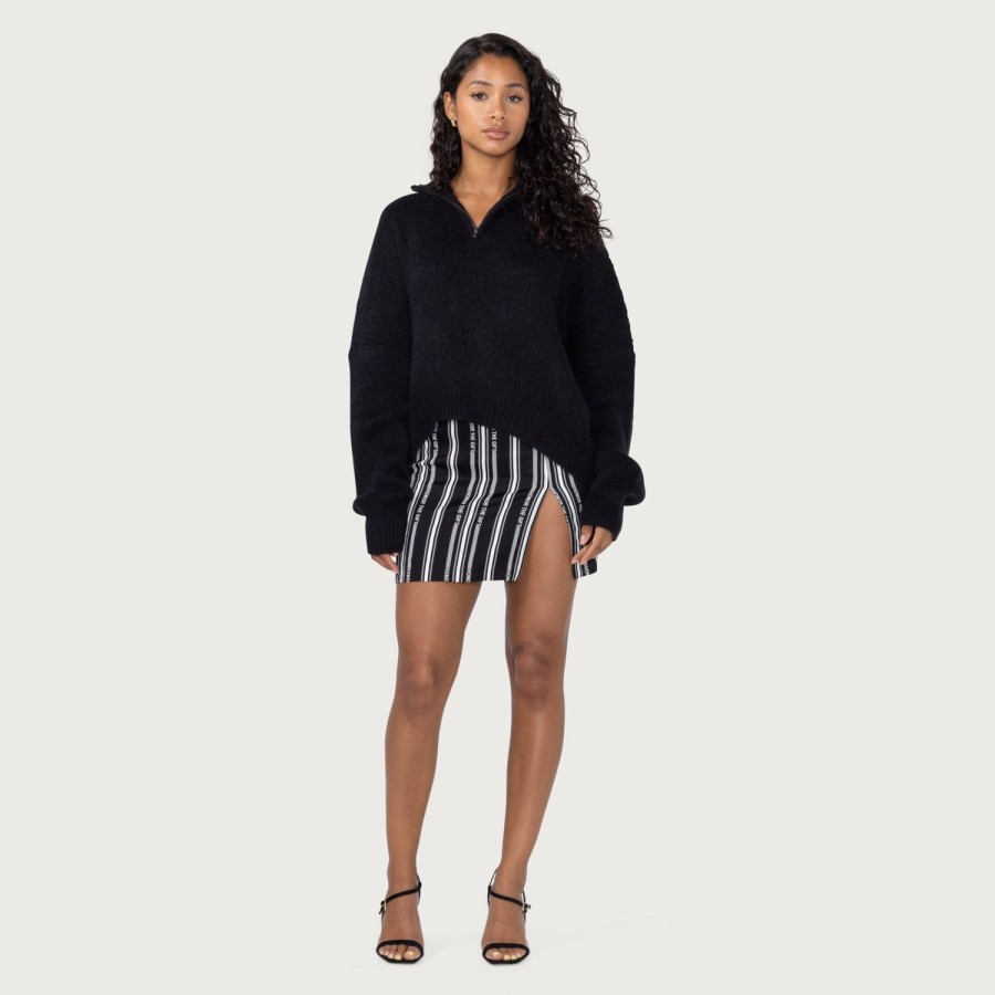 Honor The Gift | Womens Satin Skirt - Black Stripe